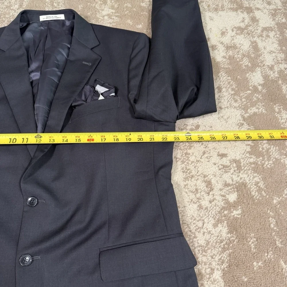 Joseph Abboud Blazer Marzotto 120's Wool Mens 44R Black Sport Coat Old Money